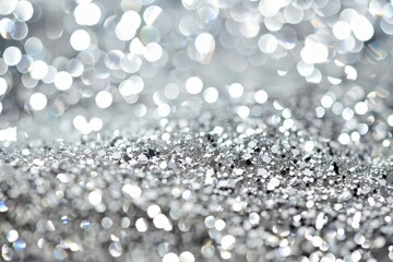  Shimmering Sparkles: Close-Up Texture of Silver Glitter Confetti