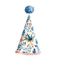 Colorful party hat with floral patterns, perfect for celebrations, birthdays, and festive occasions. Cheerful design with intricate details.