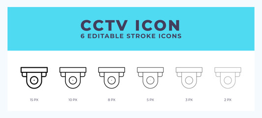 Cctv icon in thin line. Bold line. Regular line. Editable stroke.