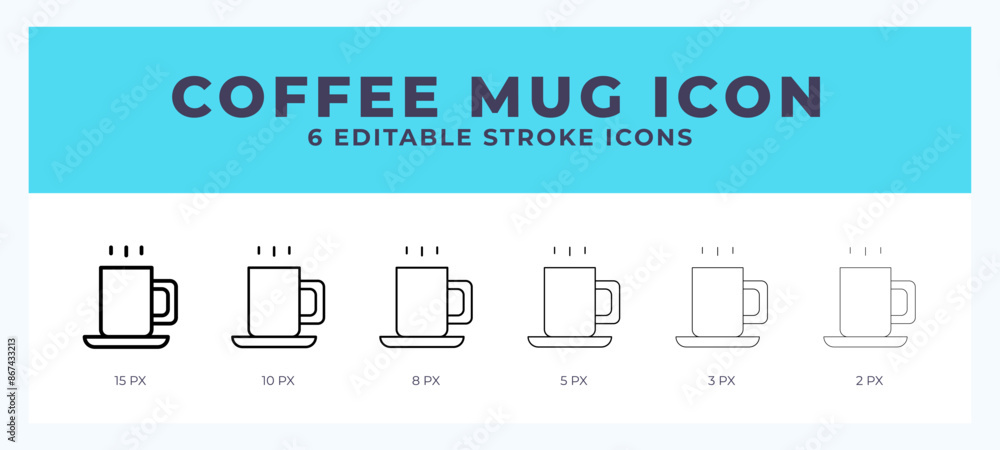Poster coffee mug stroke icon for web. mobile apps and ui.