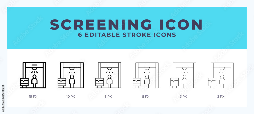 Poster screening icon set with different stroke. vector illustration with editable stroke.
