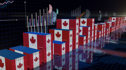 Canada export cargo containers with charts and diagrams