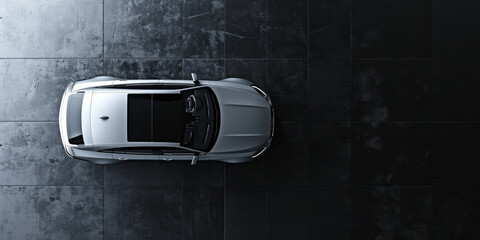 Overhead View of Luxurious Vehicle on Matte Black Ground