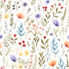Whimsical Design With Blooms in Shades of Yellow, Purple, Pink, Red, Green, and Orange