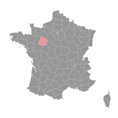Obraz premium Sarthe department map, administrative division of France. Vector illustration.