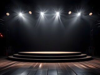 Captivating Stage Setup: 3D Rendering of an Empty Stage with Lighting Equipment