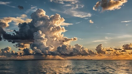 a large body of water with clouds in the sky