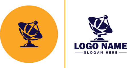 satellite dish icon Satellite antenna Satellite receiver Parabolic dish flat logo sign symbol editable vector