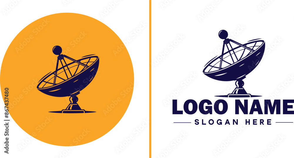 Wall mural satellite dish icon satellite antenna satellite receiver parabolic dish flat logo sign symbol editab