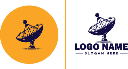 satellite dish icon Satellite antenna Satellite receiver Parabolic dish flat logo sign symbol editable vector