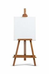 Easel with a blank white canvas ready for art creation