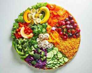  Healthy Eating: Colorful Vegetable Pizza with a Diverse Salad on Top