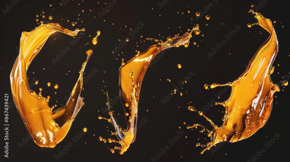 Poster a group of orange liquid droplets falling onto each other, creating a dynamic visual effect
