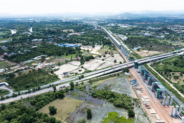 Fototapeta premium Plan for Thai - China high speed train section 1 from Bangkok to Nakhon Ratchasima, High-speed train of Chinese made FuxingHao, base from CR400AF For Thailand 