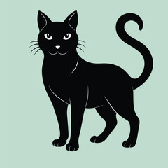 Silhouette Cat vector logo design. Vector cat silhouette view side for retro logos, Isolated on a white background. Cat silhouettes set, large pack of vector silhouette design, isolated white.