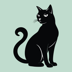 Silhouette Cat vector logo design. Vector cat silhouette view side for retro logos, Isolated on a white background. Cat silhouettes set, large pack of vector silhouette design, isolated white.