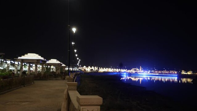 city night view with colorful lighting from different angle
