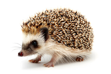 Obraz premium Prickly Hedgehog on White Background, Cute Spiky Animal Portrait