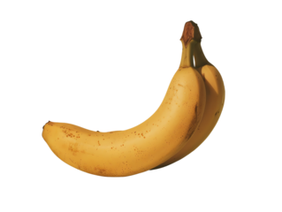 Ripe yellow banana isolated on white background. Fresh tropical fruit perfect for healthy snacking or smoothies. PNG No Background