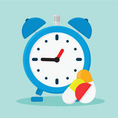 illustration of time to take medicine, division of time to take medicine. vector illustration in flat style