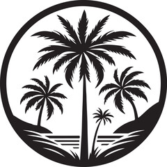 palm tree silhouette vector art with white backgrounders