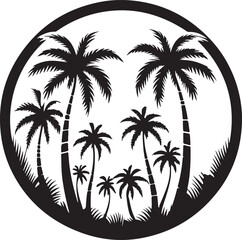 palm tree silhouette vector art with white backgrounders
