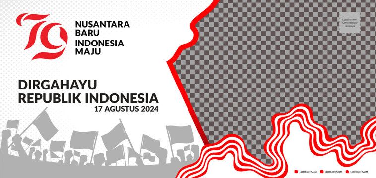 79 years, Anniversary Independence Day of the Republic of Indonesia. Illustration Photo Frame, banner, poster template Design