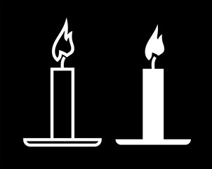 Candle icon. Stylized burning fire. A symbol of light, romance or mourning. Abstract burning candle.