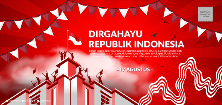 Anniversary Independence Day of the Republic of Indonesia. Illustration banner, poster template Design