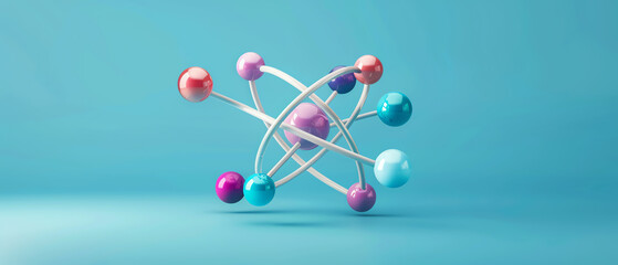 proton model flat design, front view, atomic theme, 3D render, Triadic Color Scheme