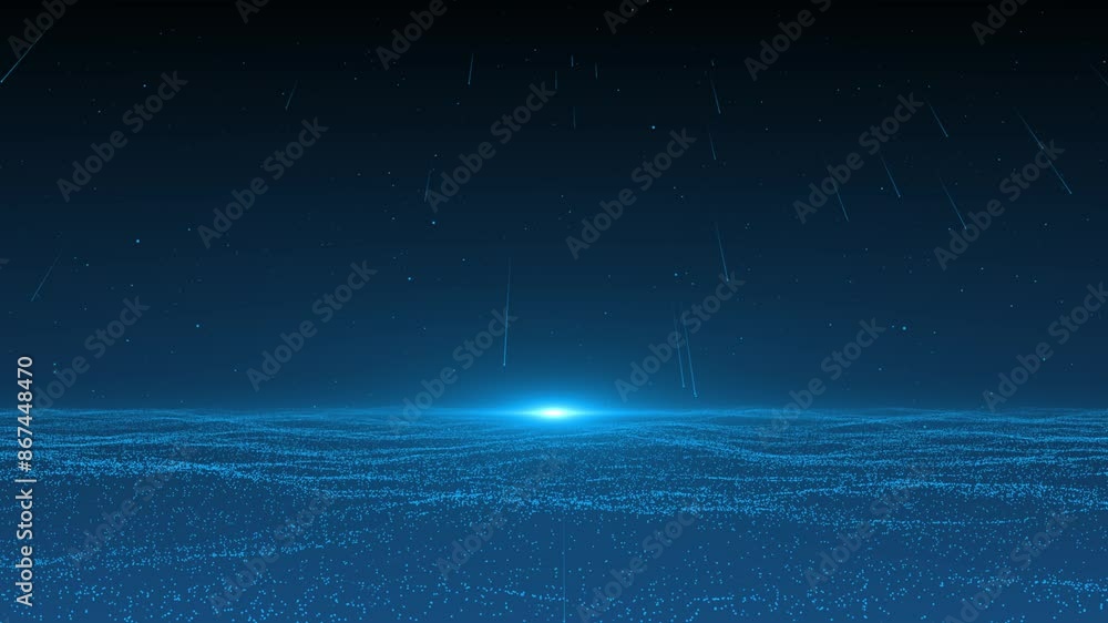 Poster digital cyber wave particles flowing digital lines cyberspace background. technology connect big dat