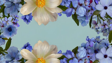 Background for text light blue background for text around flowers big white and small blue
