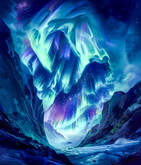 Obraz premium Mesmerizing Northern Lights Illuminating a Rocky Landscape and Captivating Night Sky with Aurora Borealis