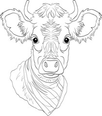 Autumn cow with scarf. Art & Illustration