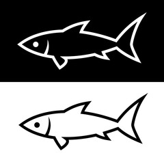 Fish icon. Stylized or abstract silhouette of a fish. Fishing symbol. Attribute of a river or aquarium, sea or ocean.