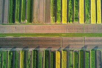 Obraz premium Satellite imagery of agricultural land, top view, showcasing remote sensing technology, advanced tone, Monochromatic Color Scheme
