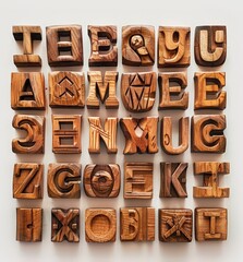  Handcrafted Alphabet Set in Wooden Blocks, Perfect for Wooden Letter Art, Aesthetic Decor, and Personalized Messages.