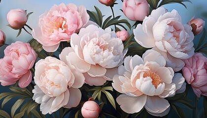 Botanical Illustration of Peonies