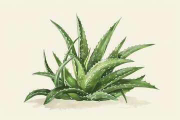 Fototapeta premium Detailed Botanical Illustration of Aloe Vera - Ideal for Natural Health and Herbal Design Projects