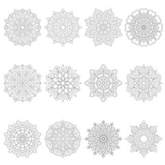 12 Set Easy Mindfulness Mandala For colouring Book Page Vector File