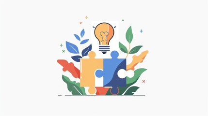 Fototapeta premium Connecting Ideas: A Puzzle of Innovation