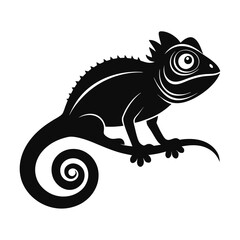 Chameleon silhouette, Chameleon Vector illustration, Chameleon isolated on white background.  chameleon vector silhouette illustration.