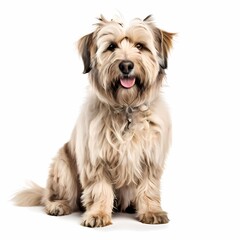 Pyrenean sheepdog dog breed standing against white background, AI Generated