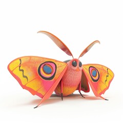 Moth 3D cartoon isolated whitebackground 