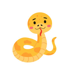 Cute yellow insularis snake cartoon