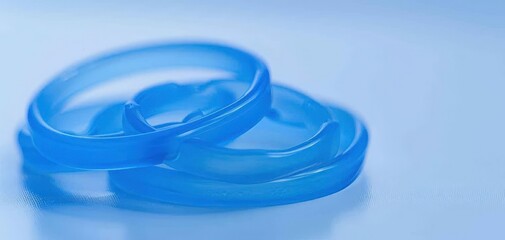  Clear Plastic Rings with Blue Coating on White Background