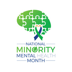 Minority Mental Health. Concept with health awareness vector template for banner, poster, card and background design.