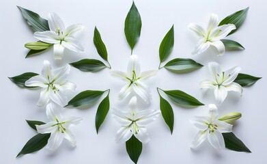  Elegant Boutonnieres: White Arrangements of Lilies with Greenery for Weddings, Funerals or Special Occasions.