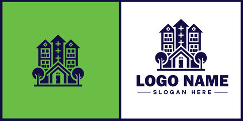 Apartment complex icon Residential complex Housing development Apartment building flat logo sign symbol editable vector