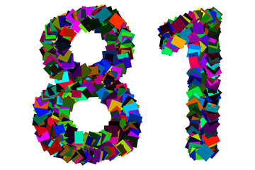 Colorful number 81 for math concept